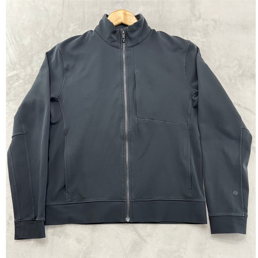 Lululemon Sojourn Jacket Men Large Black Full Zip Warpstreme Athletic Excellent